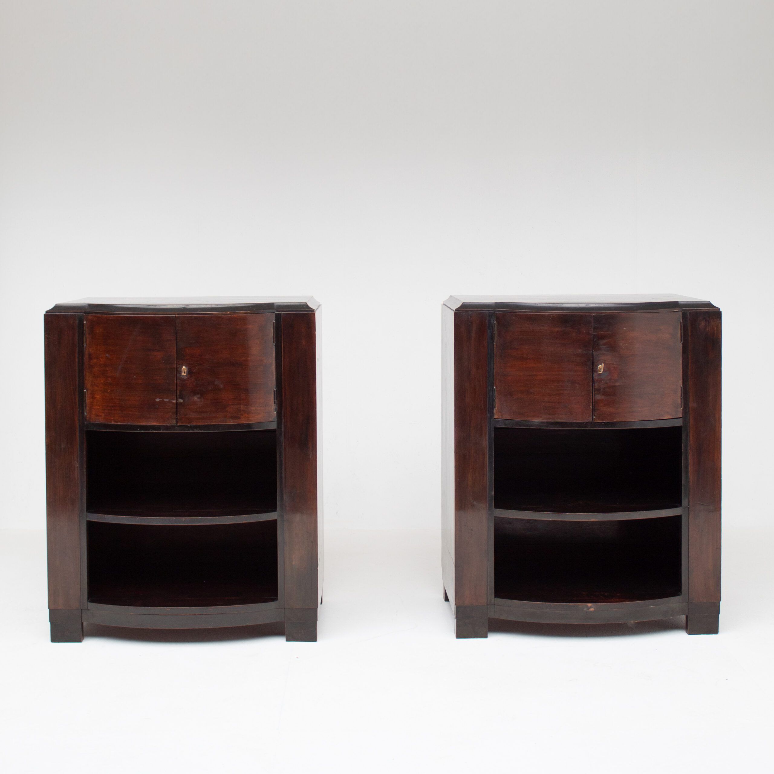 Set of Art Deco nightstands in dark wood