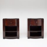 Set of Art Deco nightstands in dark wood