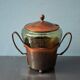 Art Nouveau Smoked Glass Punch Bowl Copper Crafted by Carl Deffner