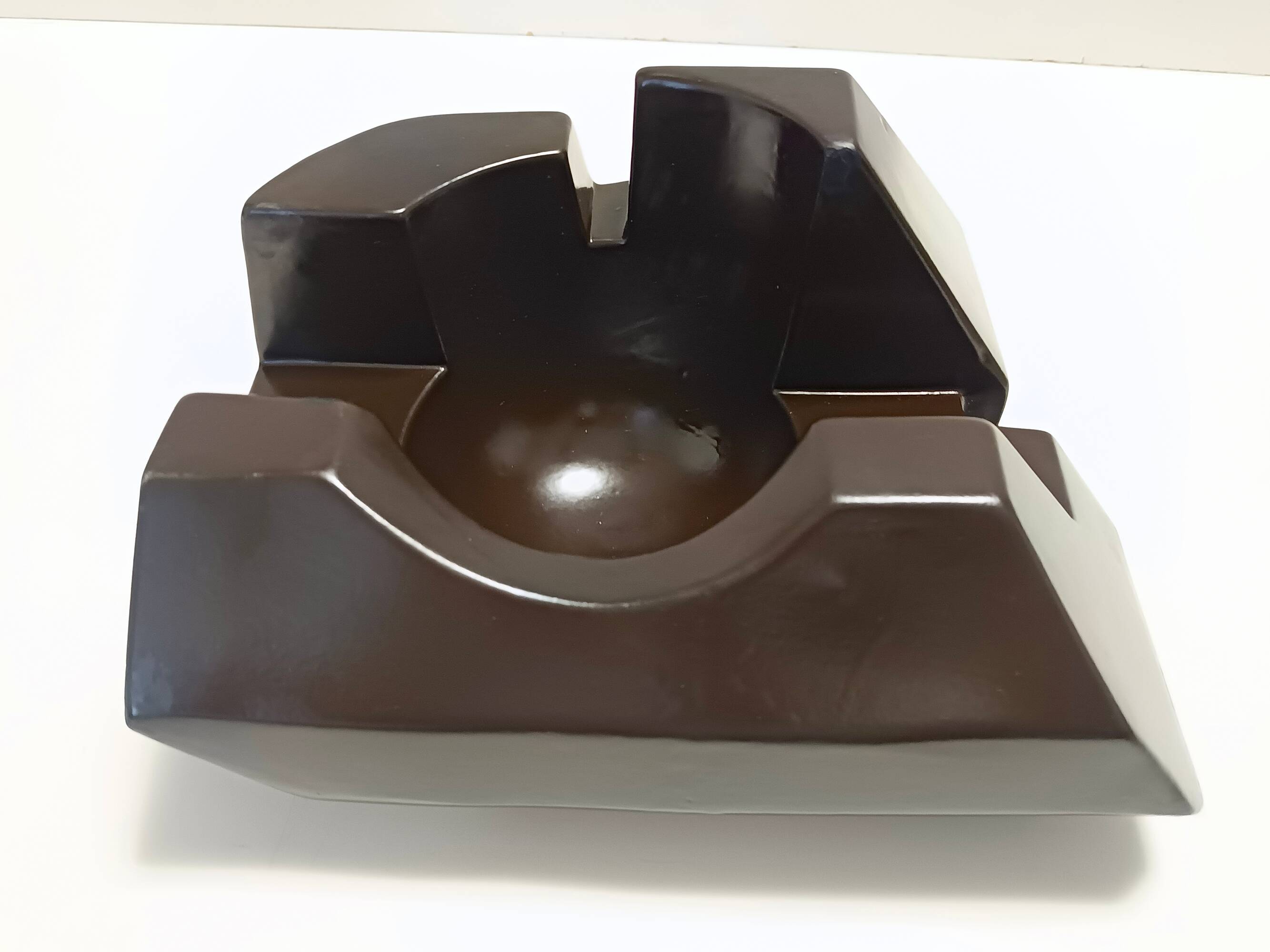 Brown Glazed Ceramic Trinket Bowl or Sculpture, Italy