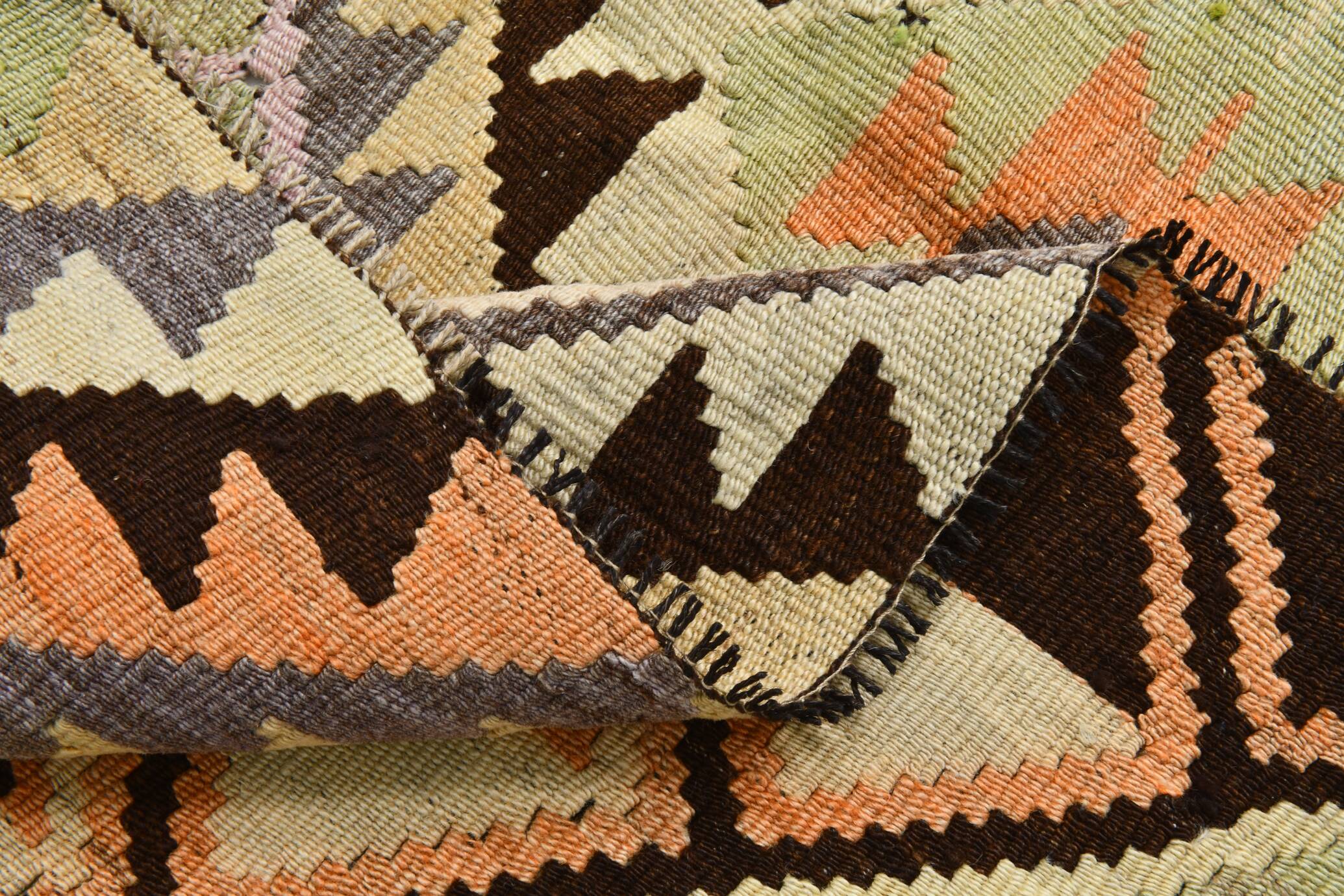 Yellow & Brown Turkish Kilim Rug, 172x284Cm