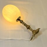 Ostrich egg on bronze stand old cabinet of curiosities lamp
