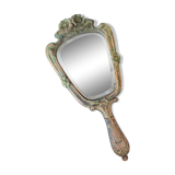Wooden “hand-held” mirror with MB initials