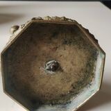 5-branched Jewish menorah/candlestick. Dedicated to mourning. In gilded bronze.