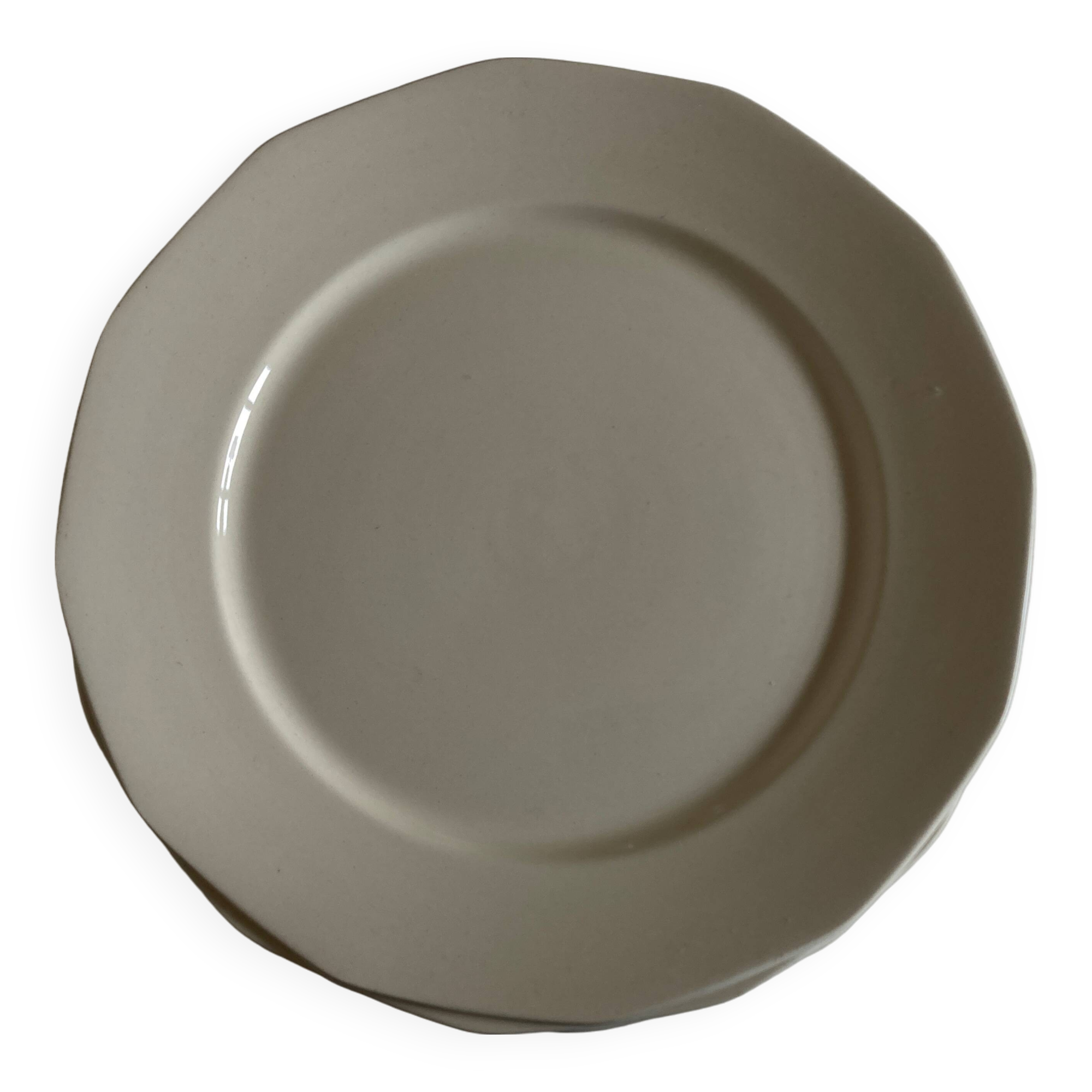 Set of 12 modernist ivory dinner plates in ironstone from 1940.