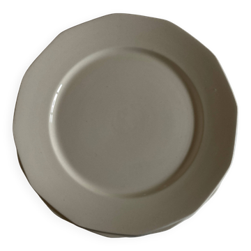 Set de 12 assiettes plates ivoire modernistes en terre de fer 1940