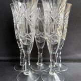 Champagne flutes, cut crystal, bohemian