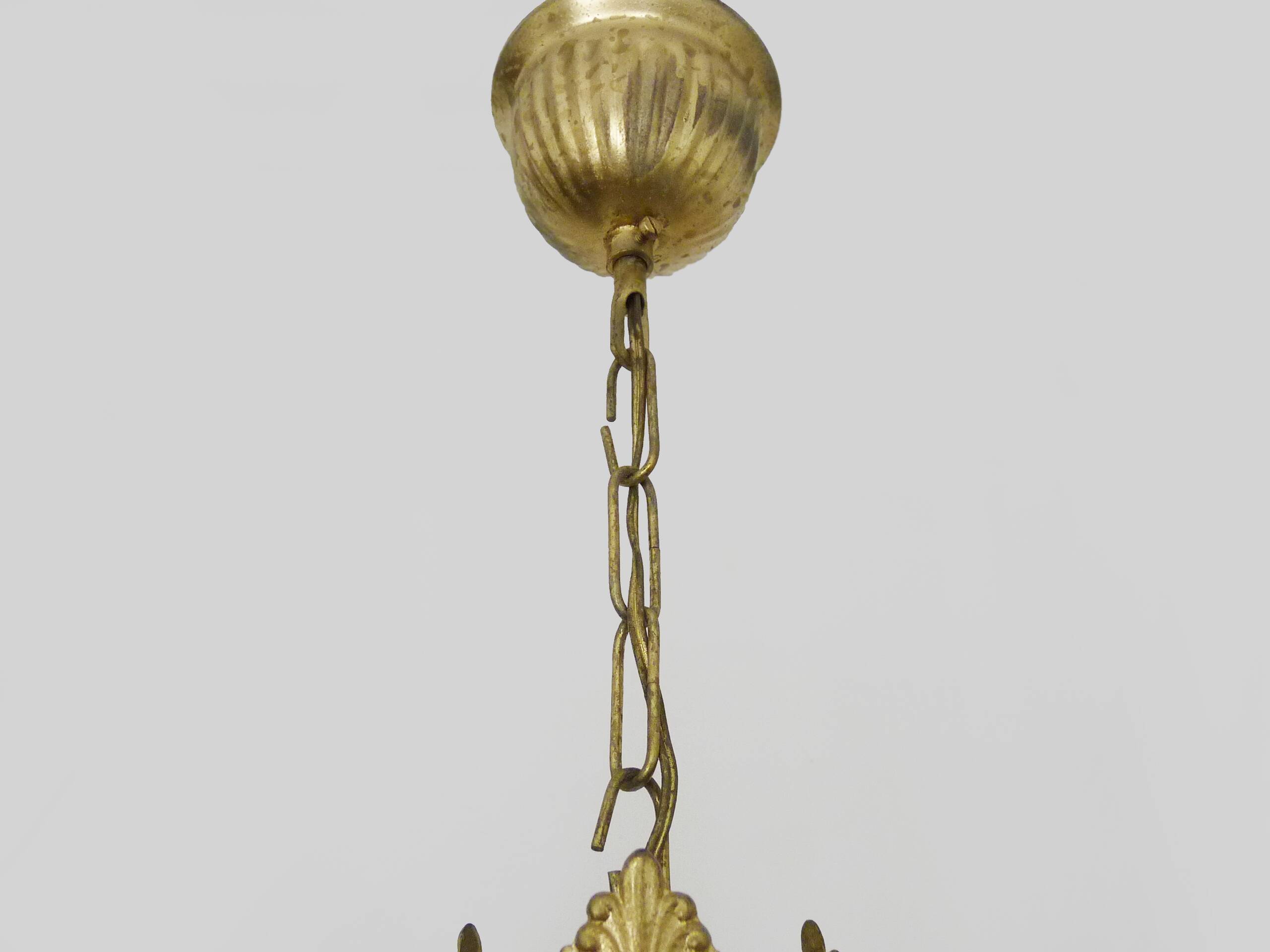 Vintage three-tiered balloon chandelier, glass pendants. 1970s.
