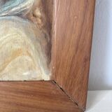 Old oil portrait on wood of a young woman