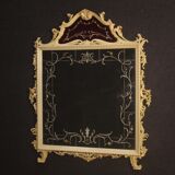Italian lacquered mirror with floral decorations from 20th century