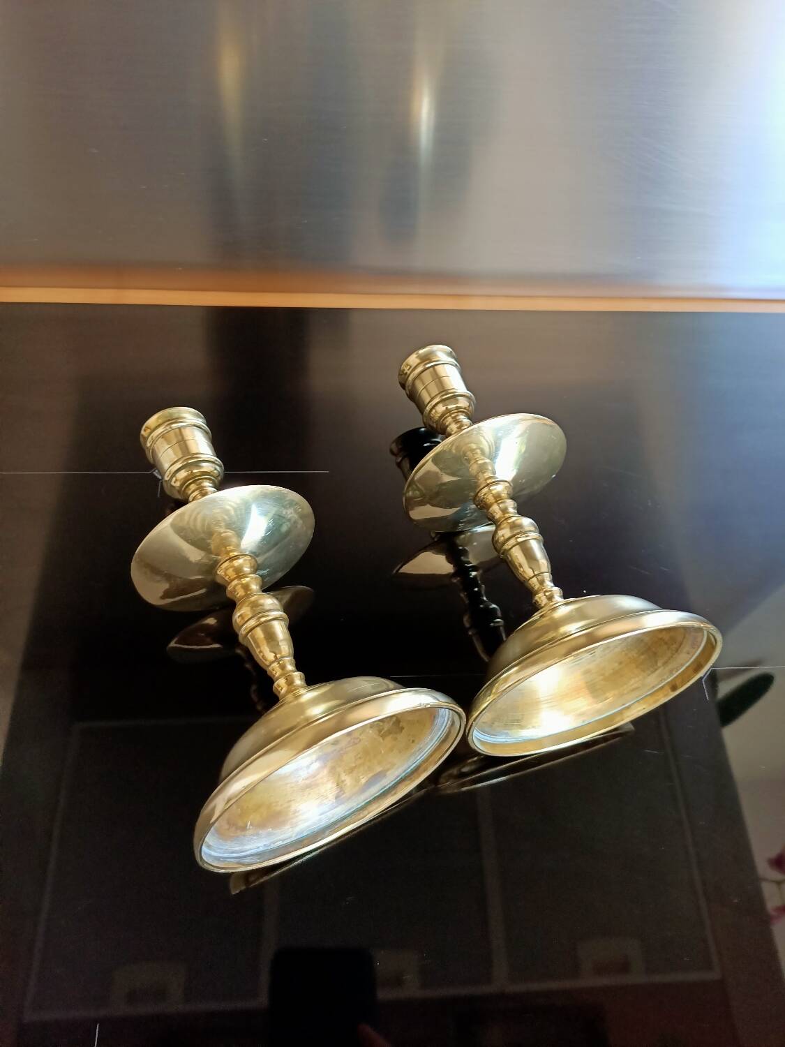 Golden bronze candlesticks