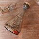 Vintage liqueur service, carafe and 7 amber brown glasses with gold edging