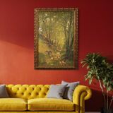 Italian landscape painting with sheep signed C. Bentivoglio