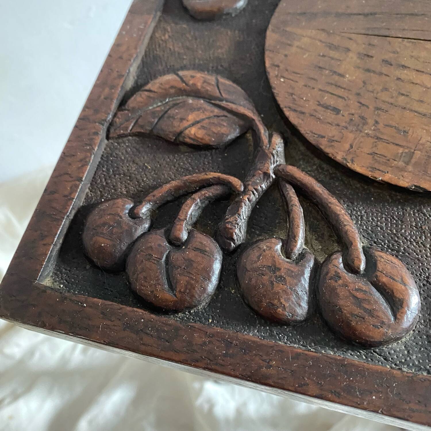 Cherry carved wooden stool