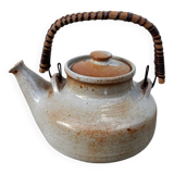 Grand Feu ceramic stoneware and rattan teapot
