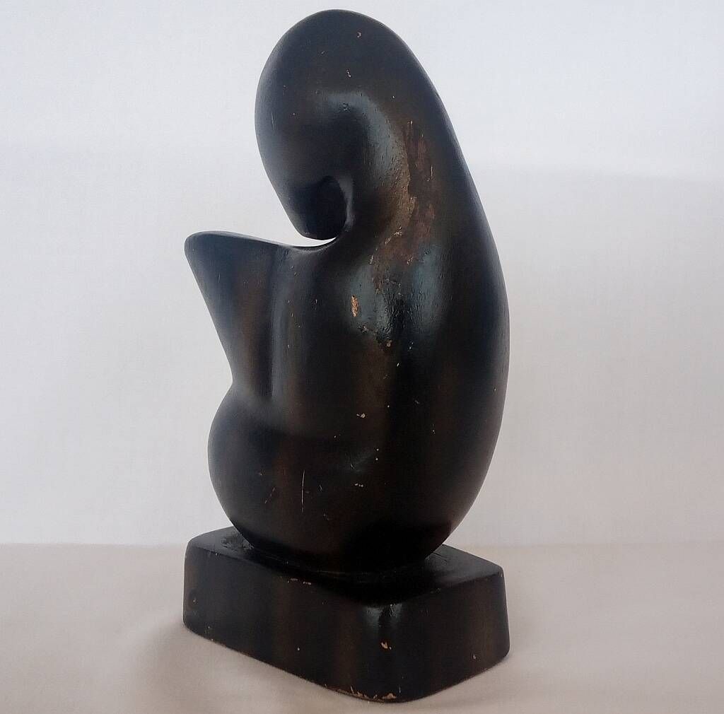 Wooden Sculpture of a Woman with Her Child