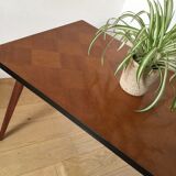 Table basse vintage bois pieds compas