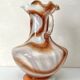 Vintage Murano glass vase, white and orange opaline from the 1970s.