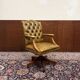 Classic English Yellow Chesterfield Desk Chair