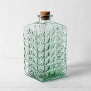Georgia Green Glass Decanter with Cork Stopper / Spain / 1990s