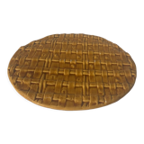 Flat round tray in slip with braided pattern signed FPP Vallauris J19 France vintage