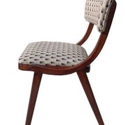 Mid-Century Modern Bumerang Chair, light cream white jacquard, Poland, 1960s