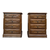 Pair of bedside tables in Neo-Renaissance style – Carved oak – 19th century