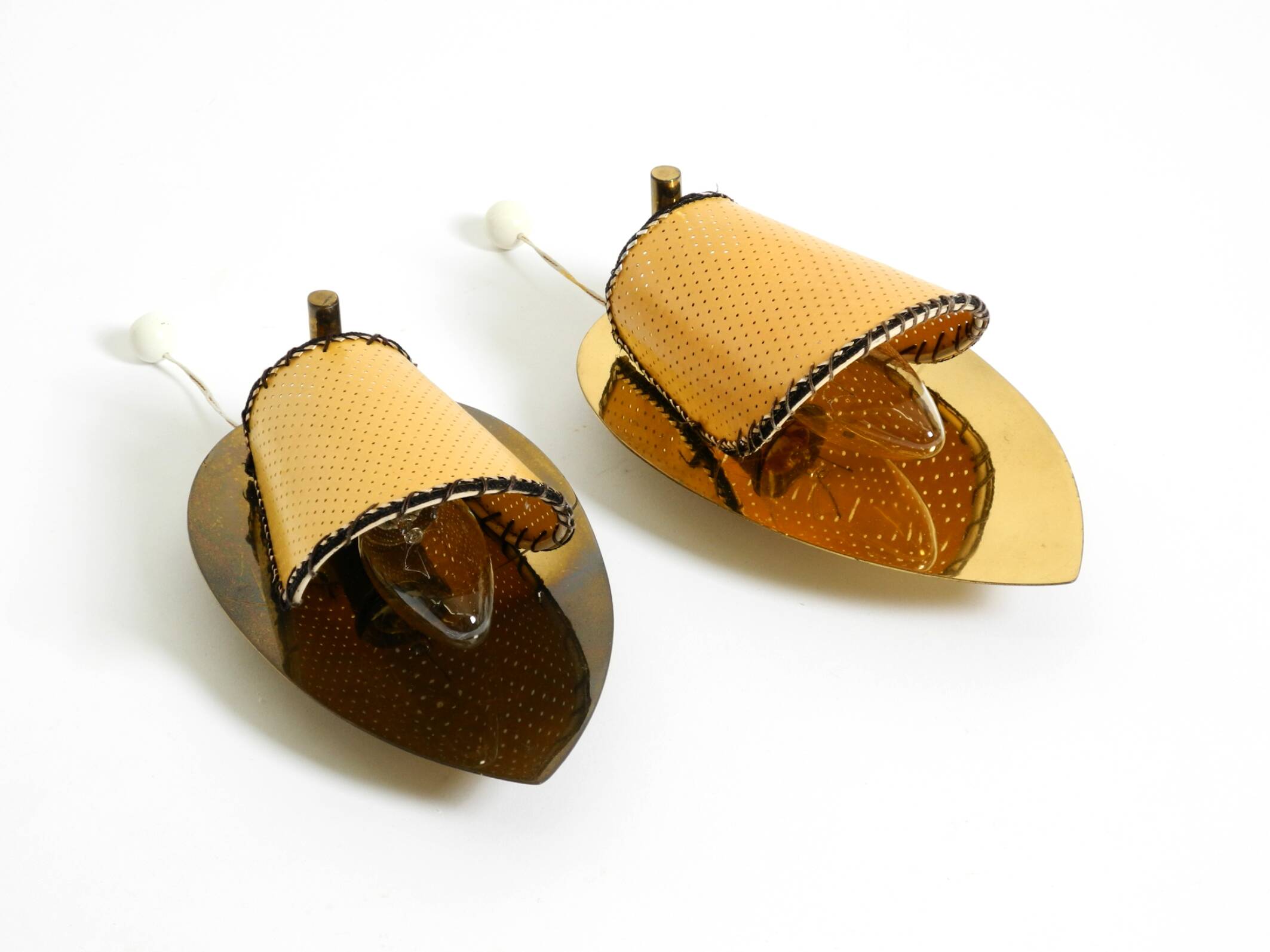 Two enchanting original Mid Century Modern brass wall lamps
