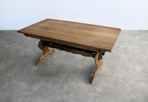 Table à manger brutaliste   table   années 1960   danoise   extensible