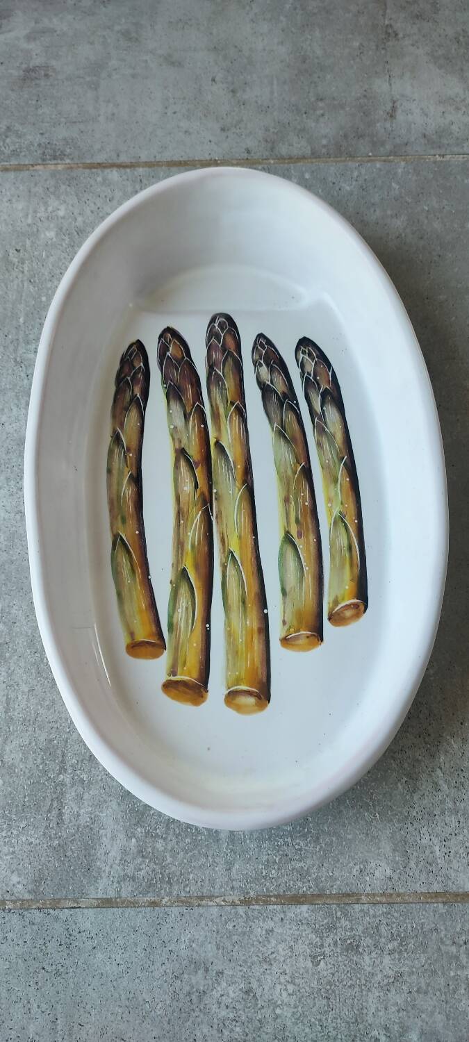 Vallauris ceramic asparagus dish