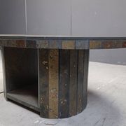 Vintage oval brutalist coffee table, 1970s