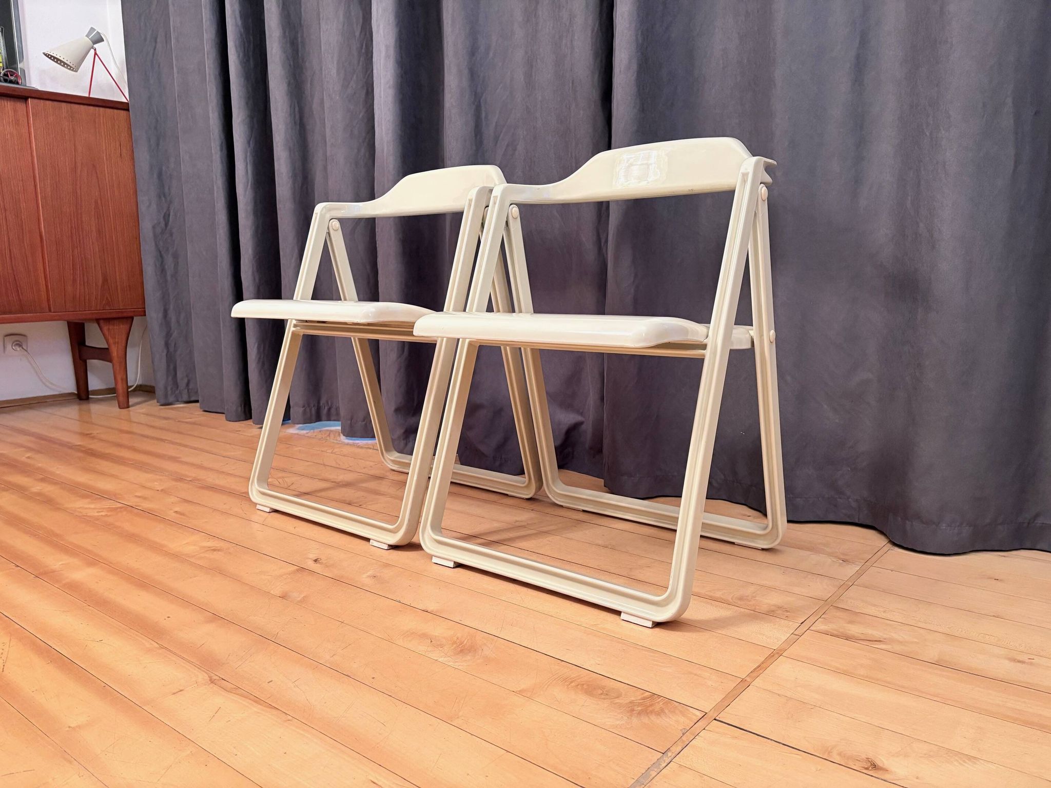 Pair of Borbona Folding Chairs by Carlo Hauner, Fiarm, Italy, 1970s