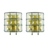 Pair of Mid-Century Glass Wall Lights/Sconces from Limburg, Germany, 1960s