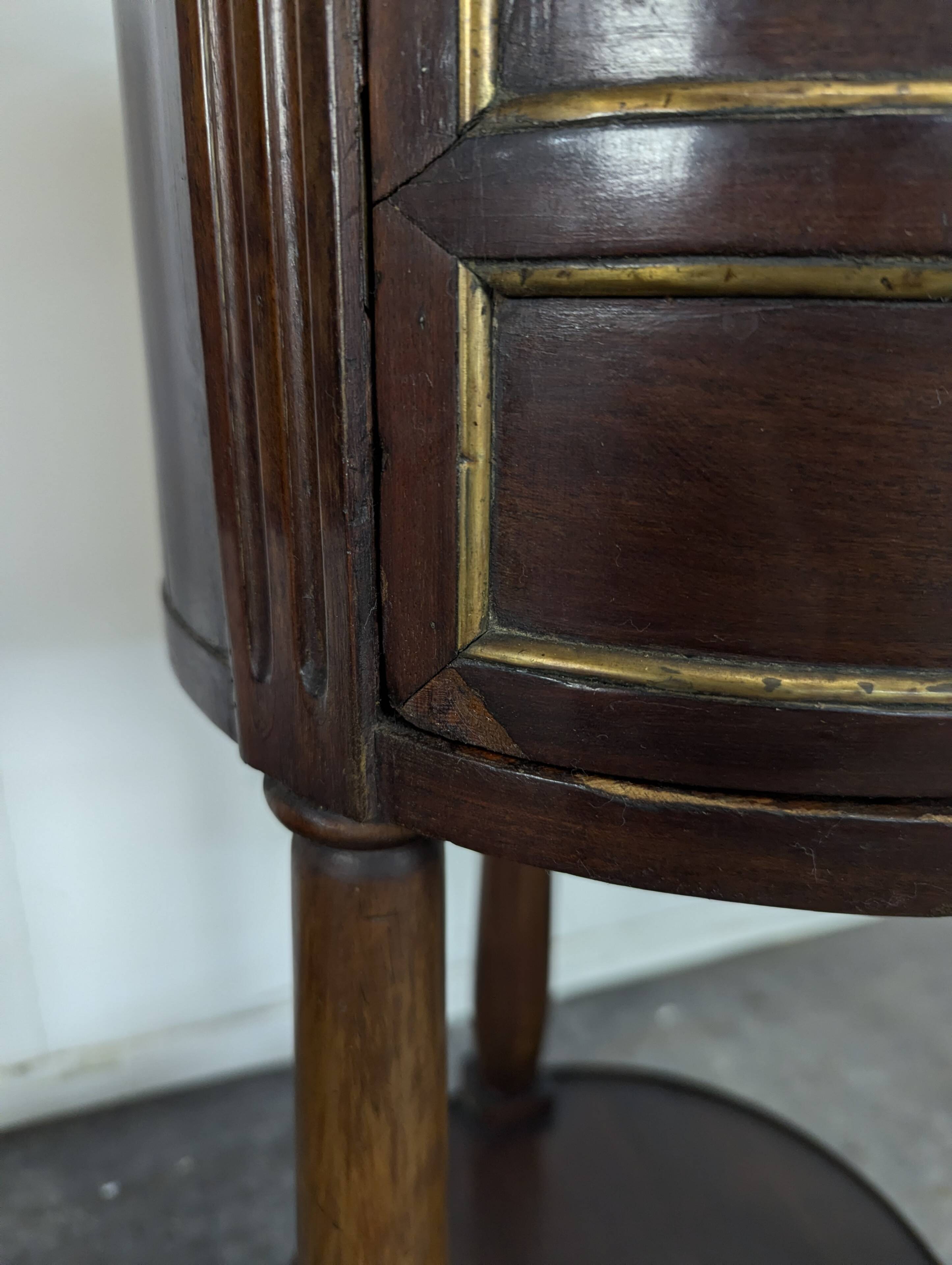 Pair of Louis XVI style bedside tables with a gallery.