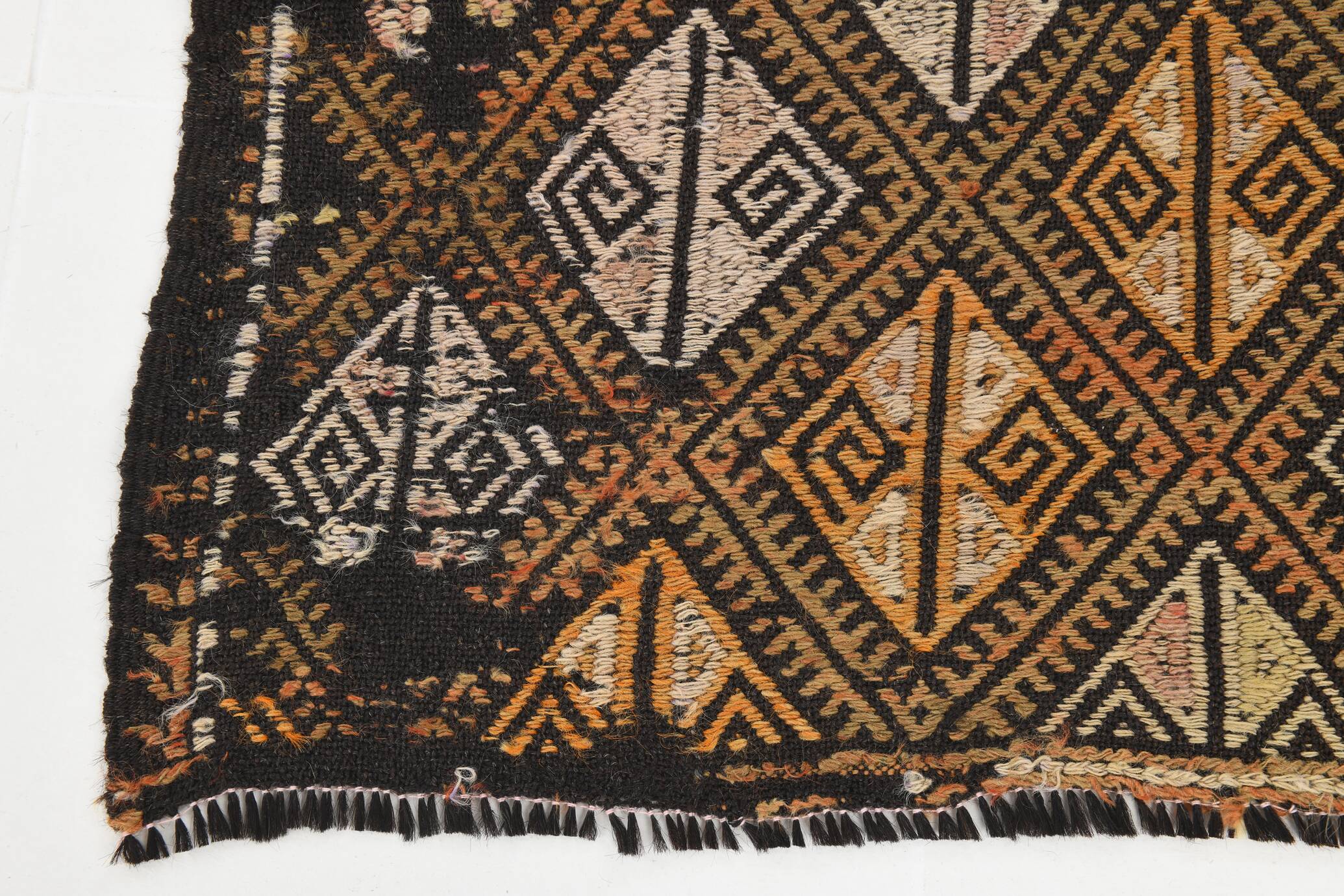5x7 Dark Brown Vintage Kilim Rug, 153x202 Cm