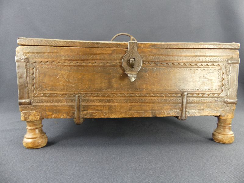 Old wedding chest in carved wood Nepal or India