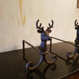 Pair of deer head andirons