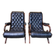 Pair of English armchairs Chesterfield black leather