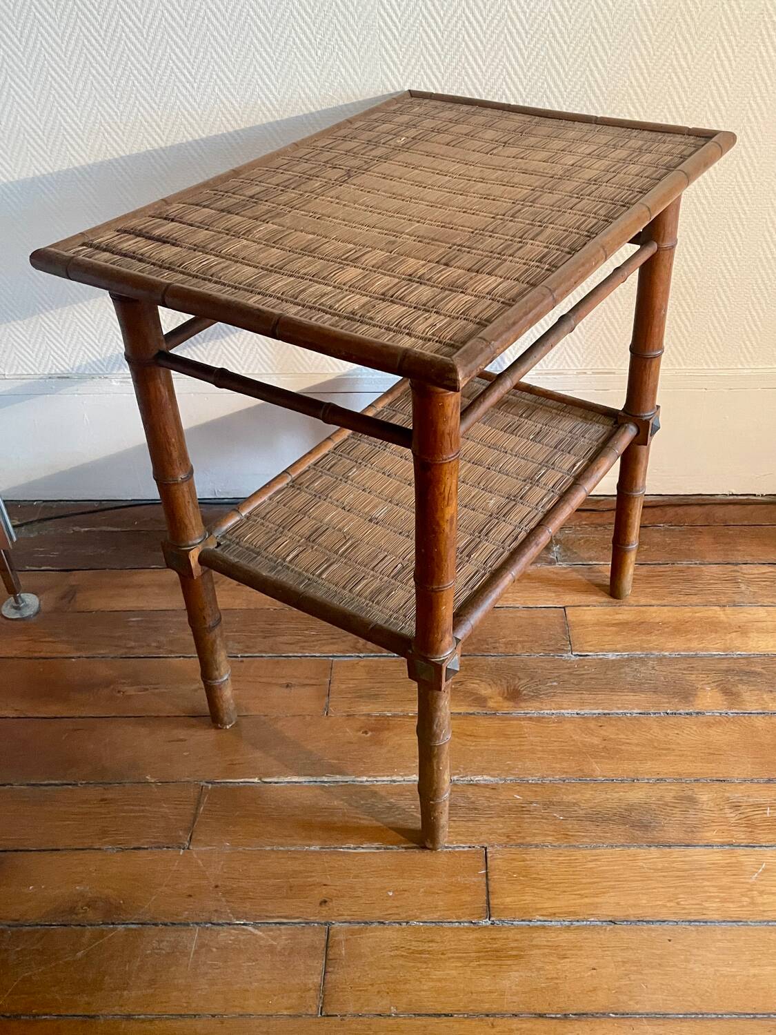 Colonial era bamboo imitation wood side table