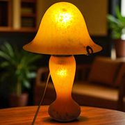 1980s V.A. France Table Lamp - Blown Glass Mushroom Shape