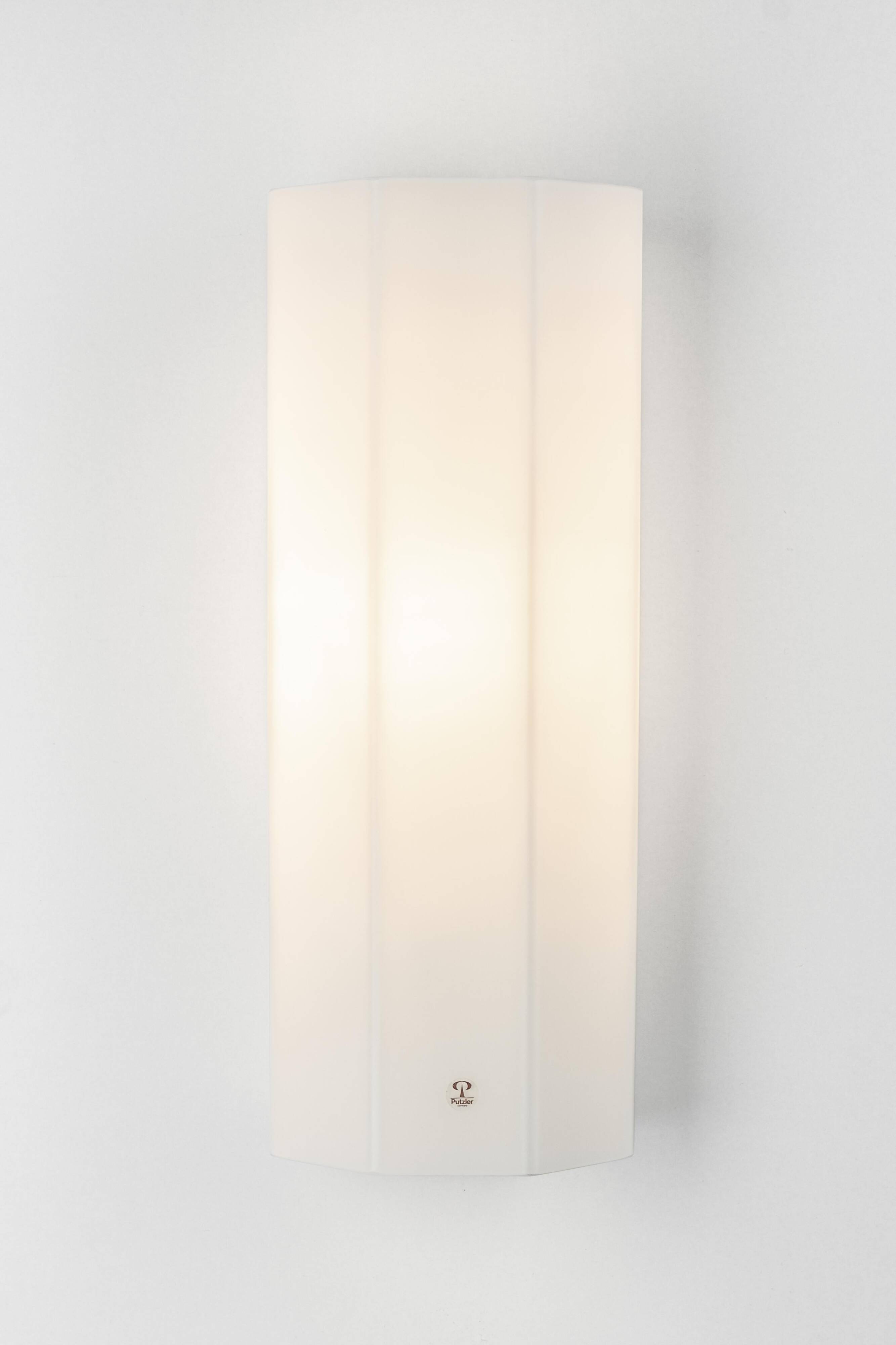 Pair of wall sconces in opal glass by Peill & Putzler, Germany