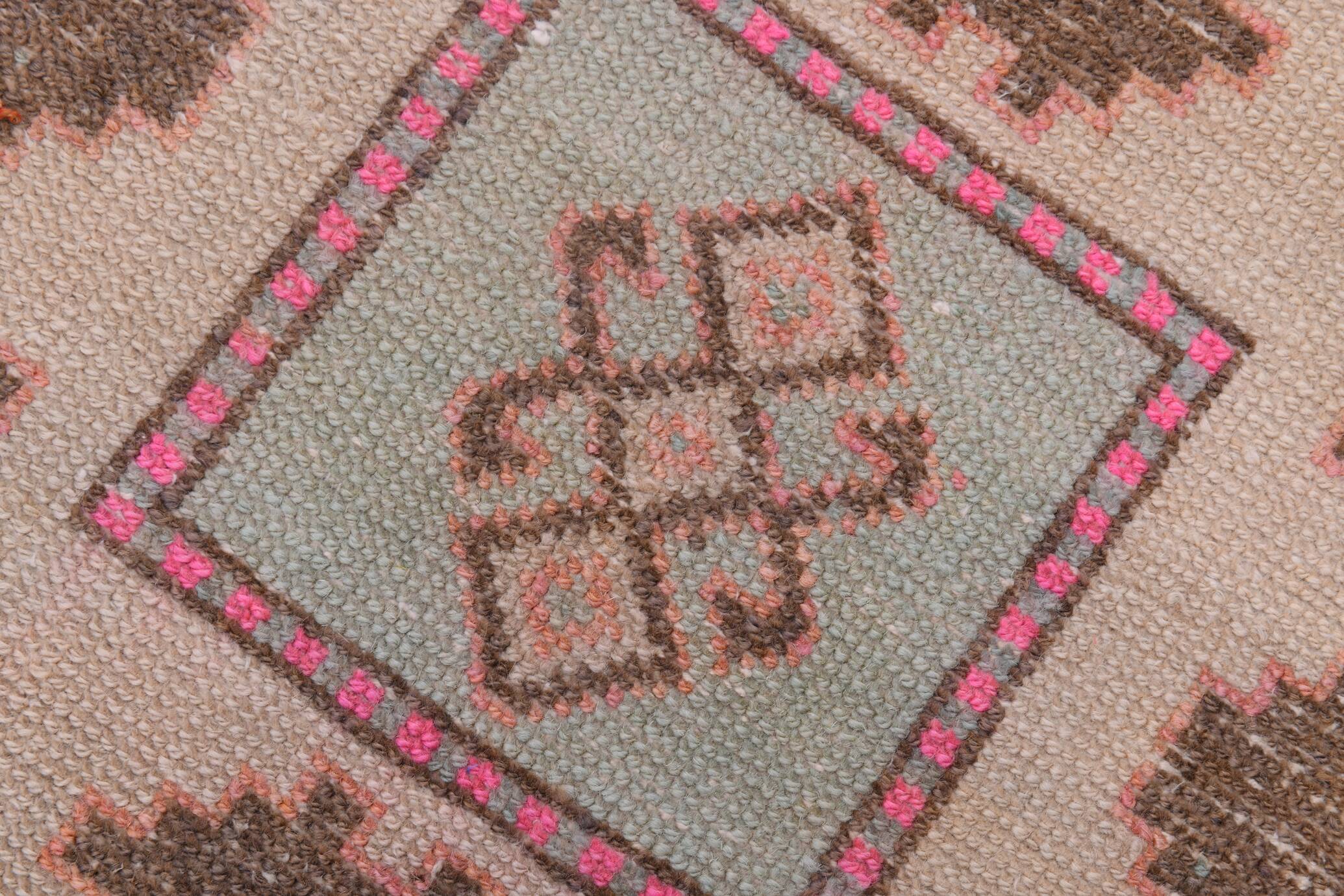 3x10 Salmon & Brown Ikat Pattern Vintage Runner Rug, 82x312Cm