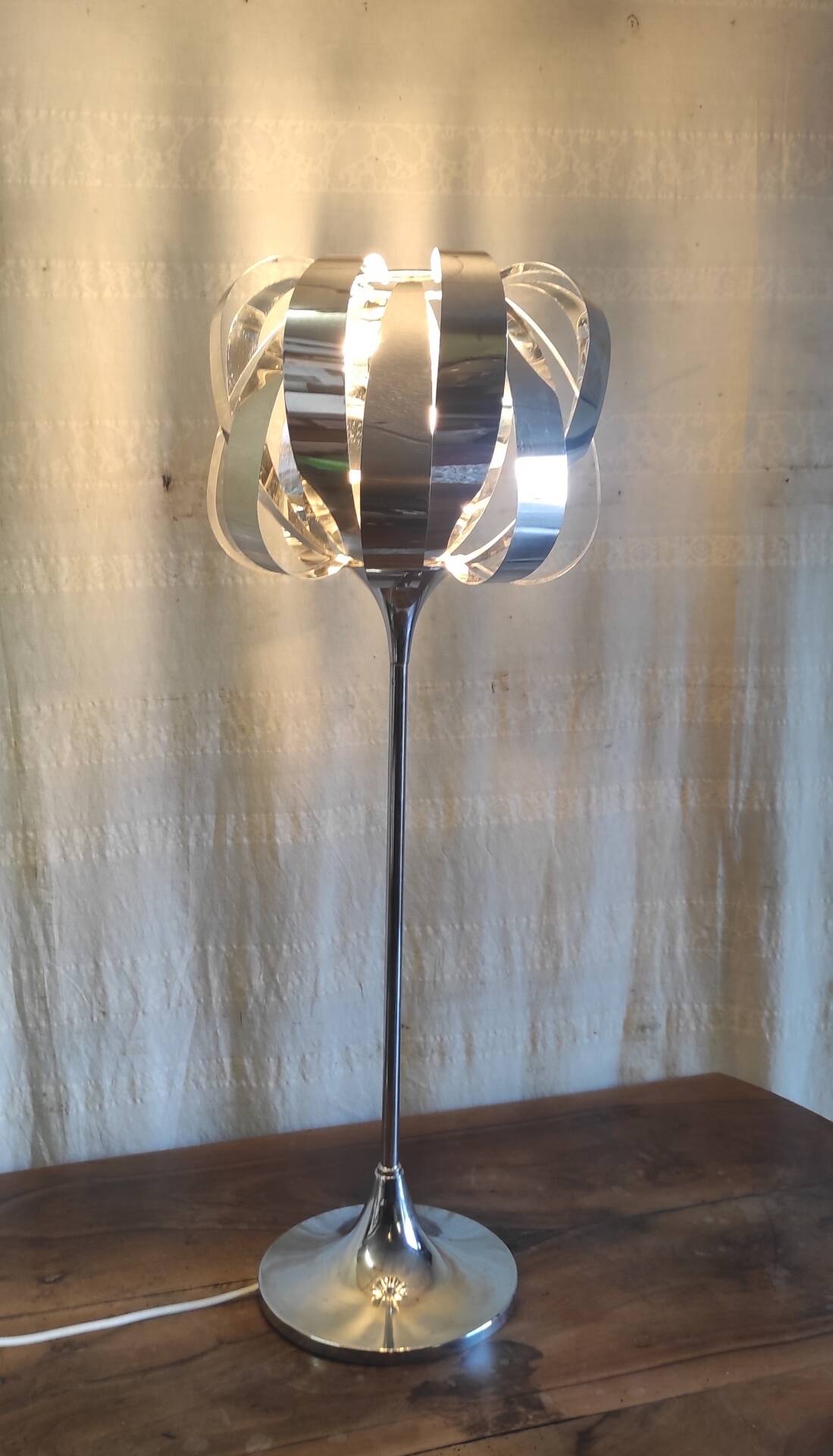 XL table lamp in chrome metal by Seylumiere - 70s/80s