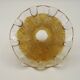 French vintage brown glass replacement shade with a clear frilled edge.