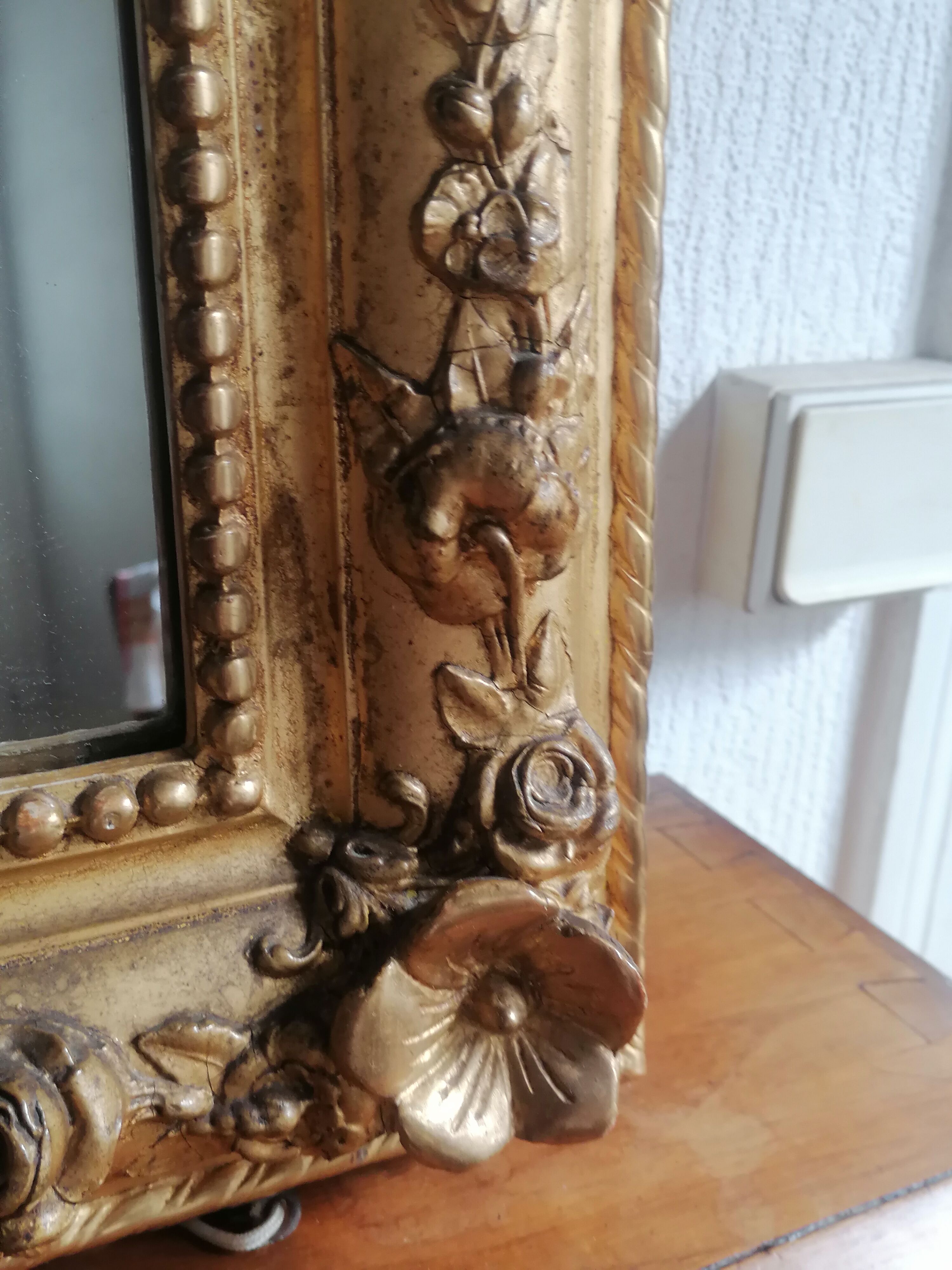 Grand miroir doré. 19ème