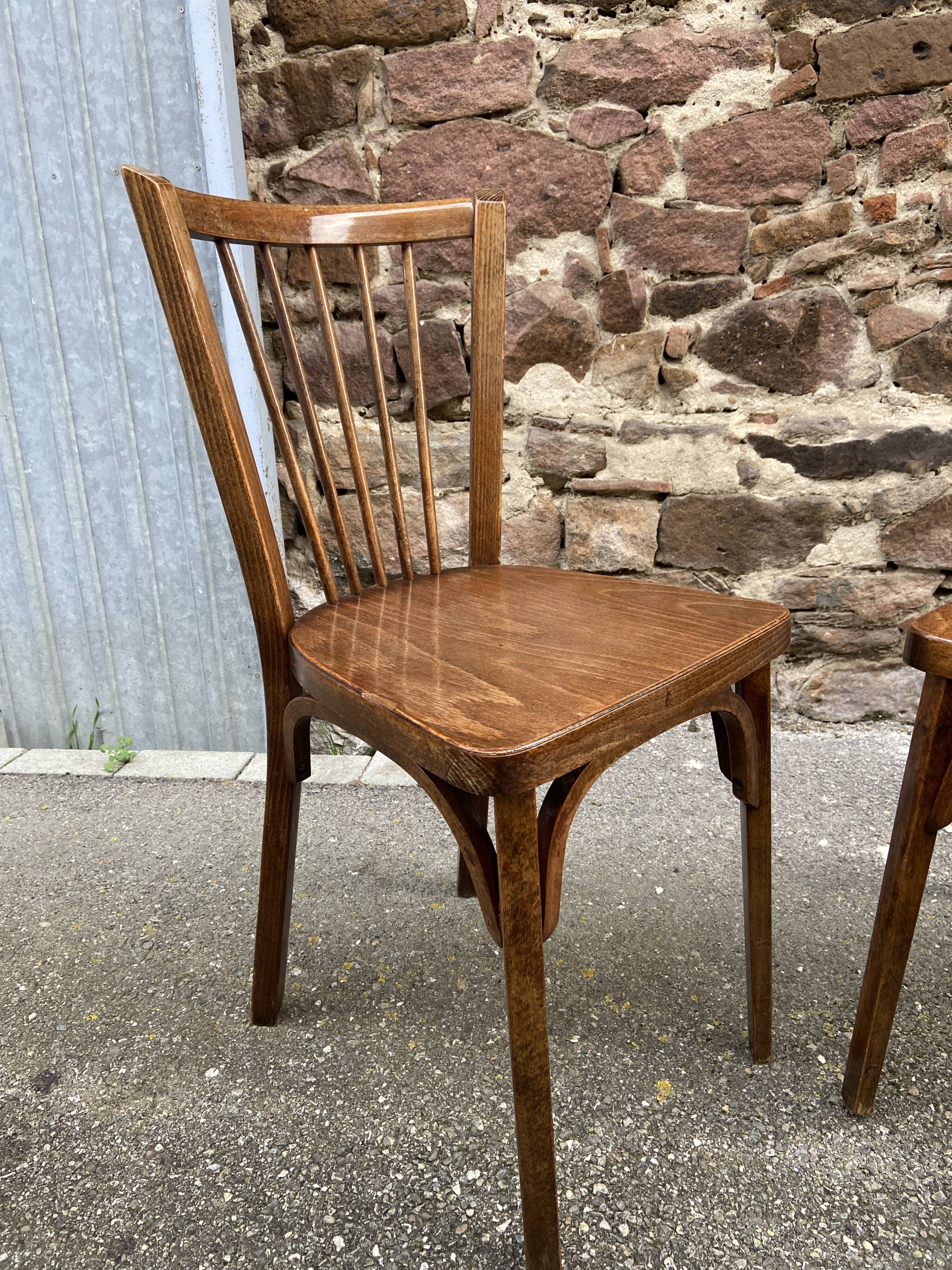 set of 4 Viennese chairs Curved wood Restaurant Paris bistro Fischel Baumann fanett Nr 12 years