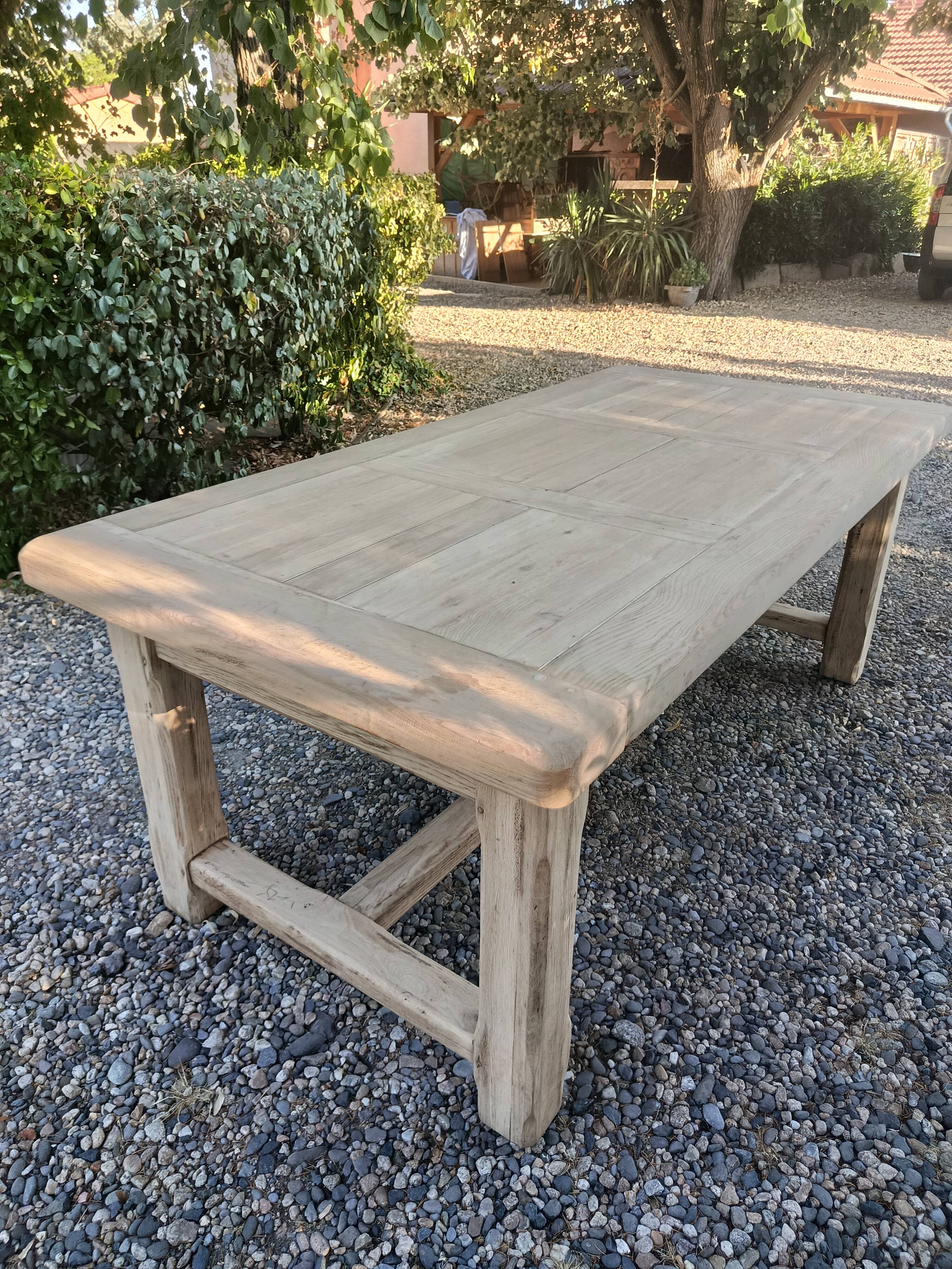 Solid oak farmhouse table with extension