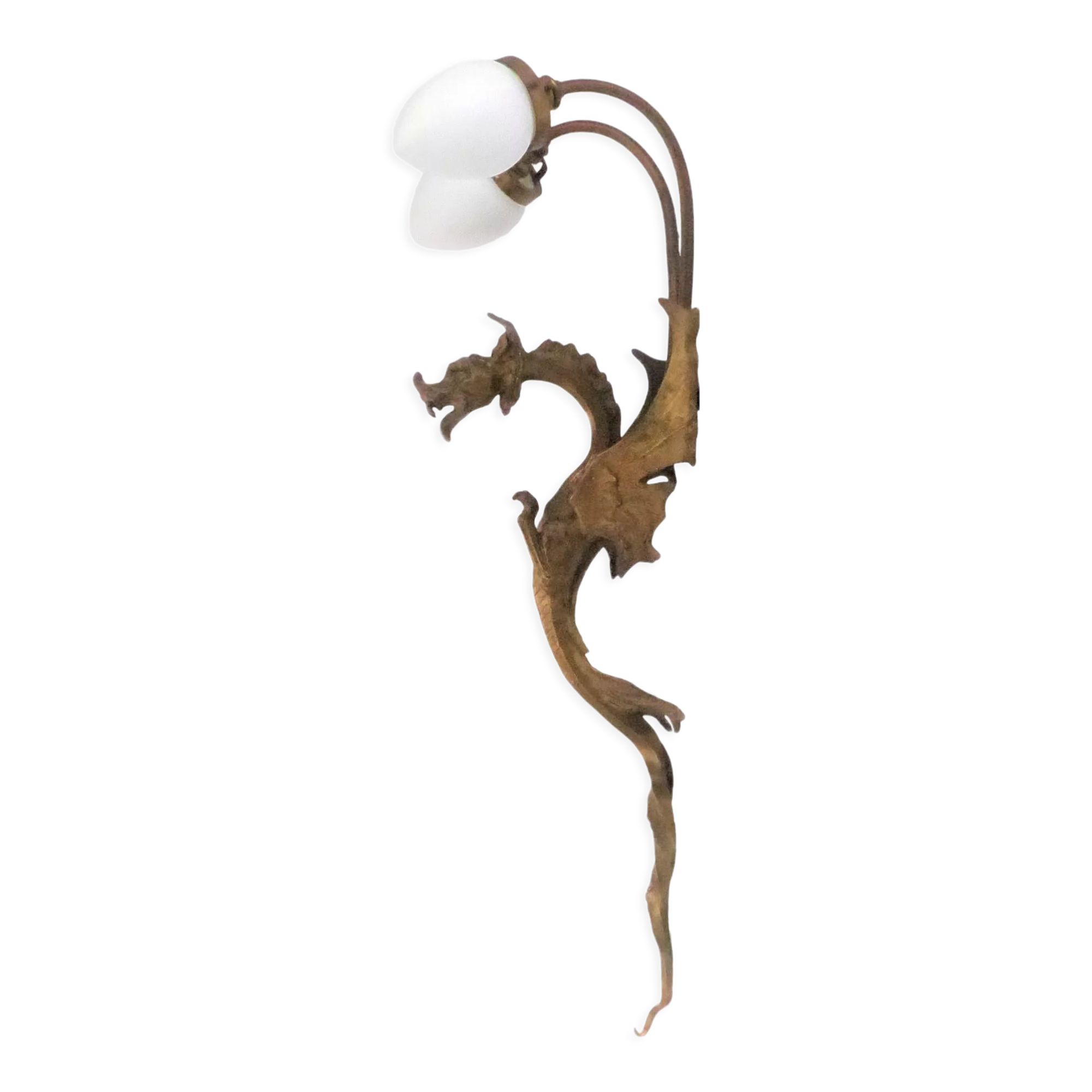 Dragon wall lamp in gilded bronze 2 fires