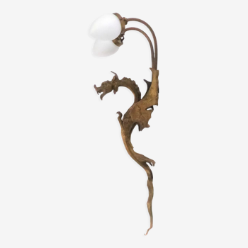 Dragon wall lamp in gilded bronze 2 fires