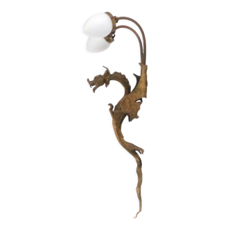Dragon wall lamp in gilded bronze 2 fires